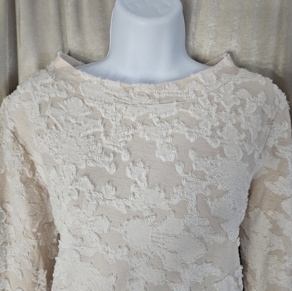 NWOT LOFT cream white floral lacy sweater blouse top Womens Medium - Picture 3 of 8